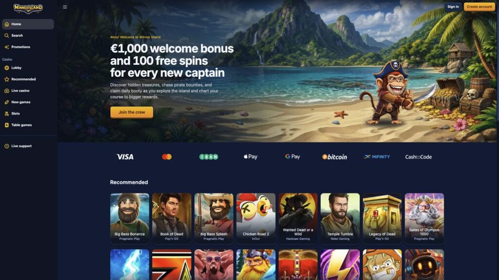review over het casino zonder cruks van winner island nederland